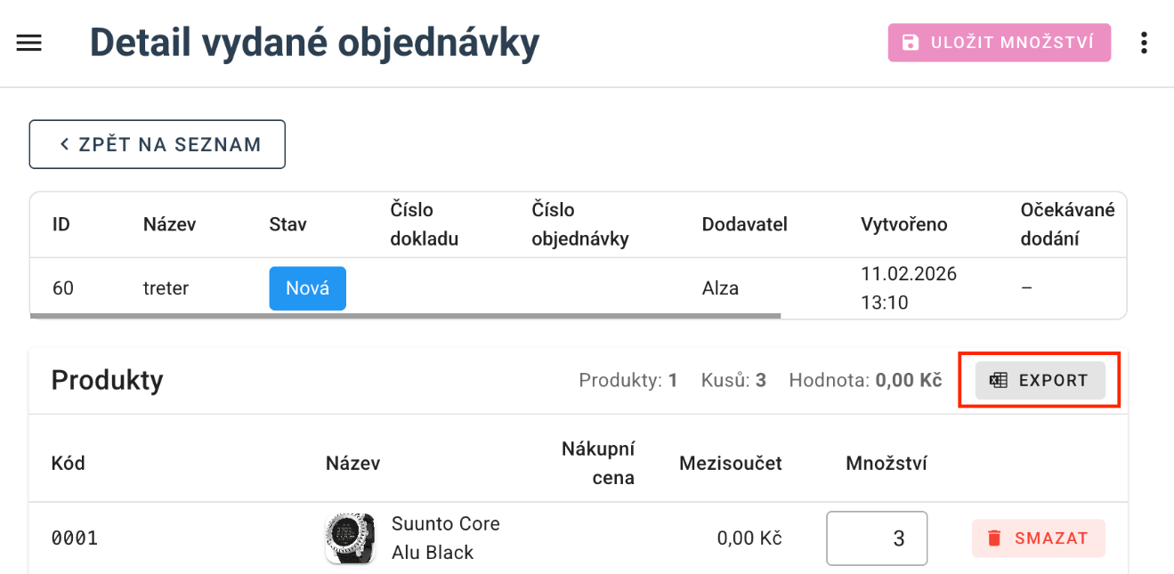 A kiadott megrendelések tételeinek exportálása Excelbe