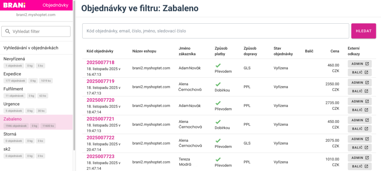 A megrendelések szűrése feldolgozási állapot szerint