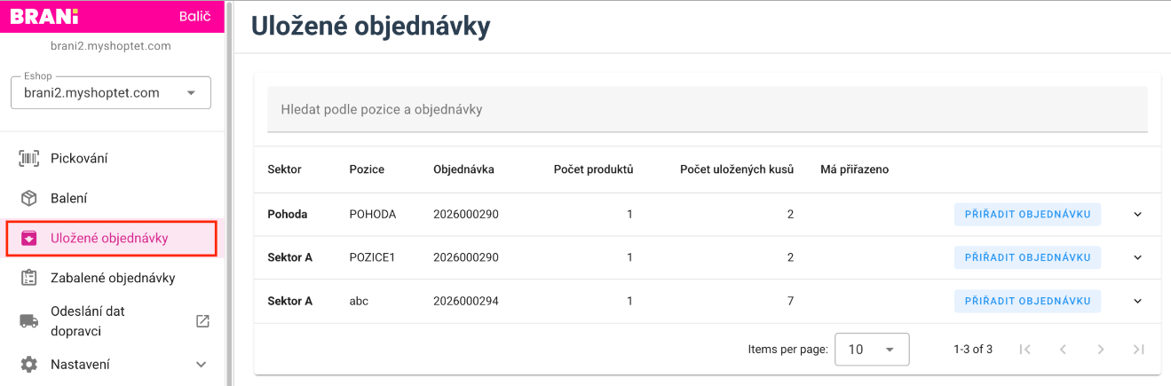 A Brani Baliči rendszerben elmentett, részletekre bontott megrendelések áttekintése