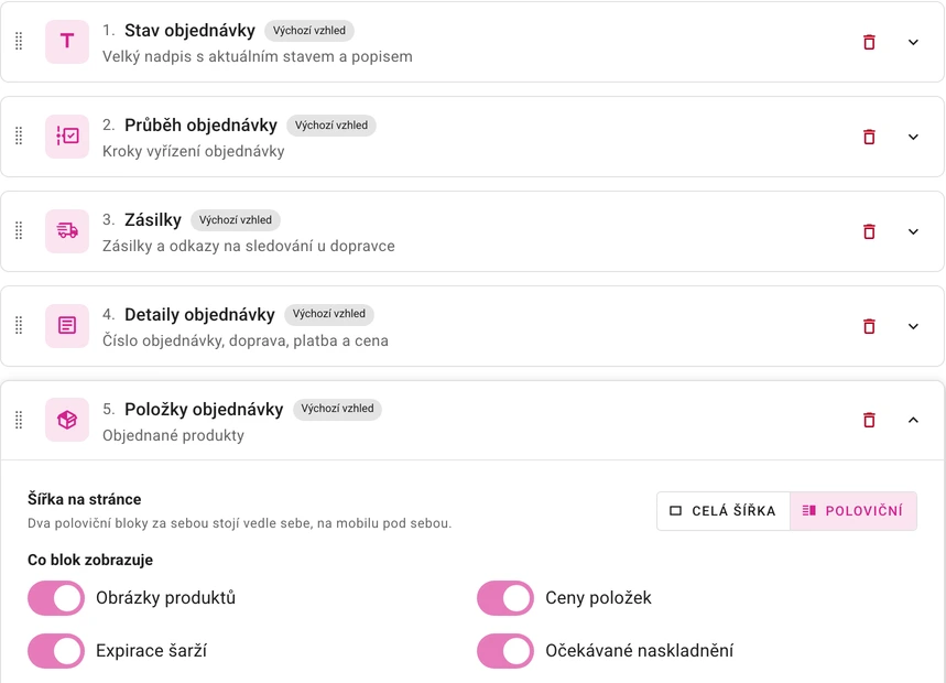 Editor bloků Tracking stránky a živý náhled na počítači