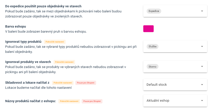 Lehetőség meghatározni, hogy mely állapotokból történik csak a kiszállítás, bizonyos típusú termékek figyelmen kívül hagyása